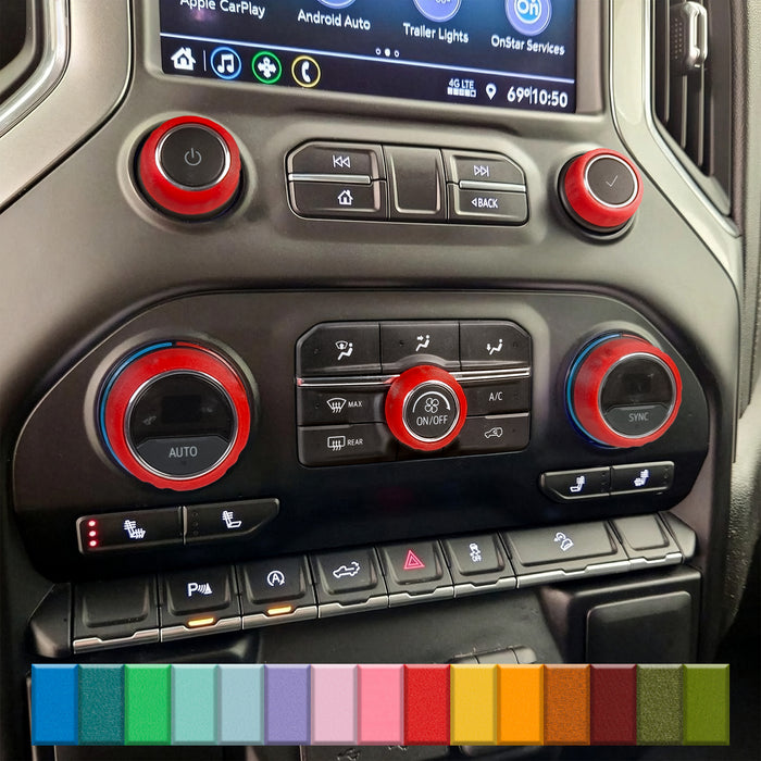 For Chevy Silverado - Knob Press-Fit Covers 2019-2026 | 5-Knob or 3-Knob Set 52 Colors