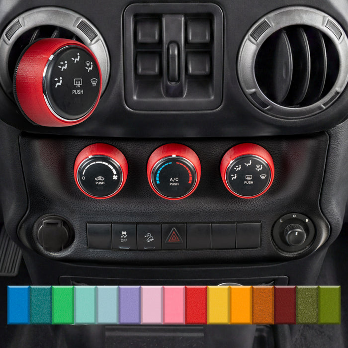 For Jeep Wrangler JK - Knob Press-Fit Covers 2011-2018 | 3-Knob Set 52 Colors